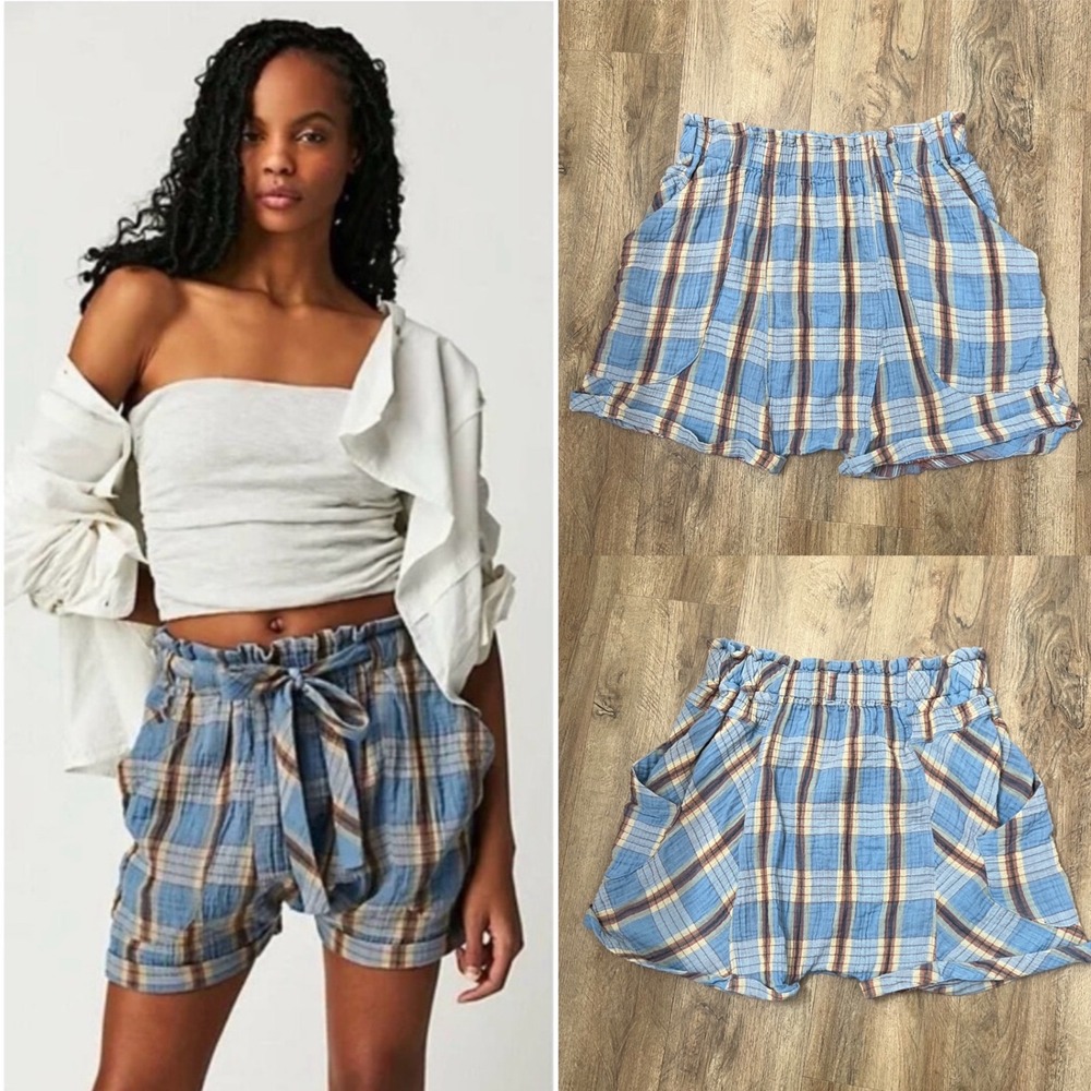 Free People Las Palmas Shorts‎ in Blue Combo Size Medium